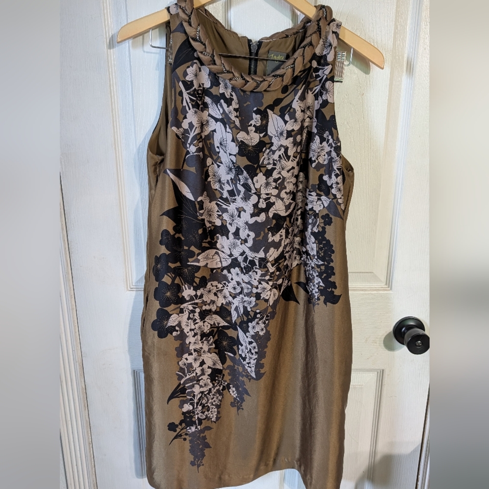 Taylor 100% Silk Floral Print Sleeveless Dress With Flaw‎ 0099